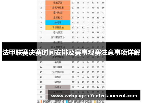 法甲联赛决赛时间安排及赛事观赛注意事项详解 法甲联赛决赛时间安排及赛事观赛注意事项详解